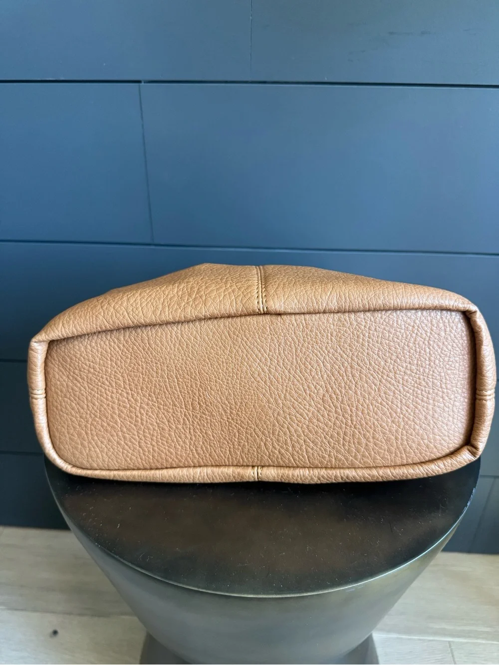 Pebbled Leather Hobo Cognac Shoulder Bag with Adjustable Strap Boho Minimalist